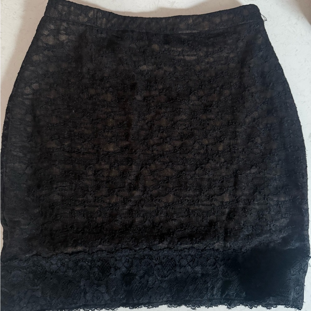 Black Lace Mini Bodycon Skirt
